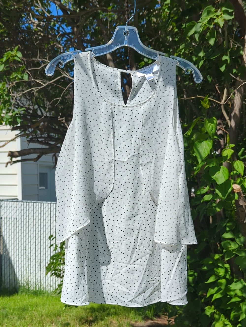 Motherhood Maternity Lightweight White Polka Dot Sleeveless Blouse
